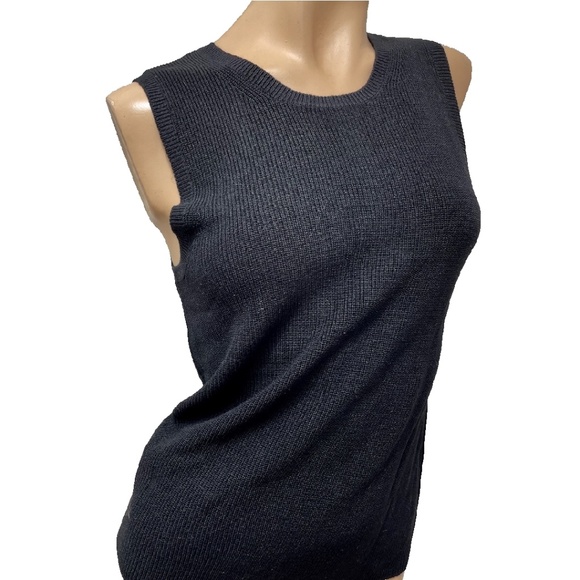 August Silk Knits Black Tank Sweater LARGE 100% Silk - Picture 1 of 8